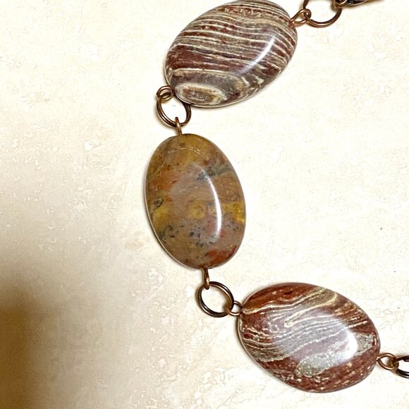 2/$20, Earthy Jasper Boho Bracelet, Large Genuine Gemstone + Copper Links - Picture 4 of 11
